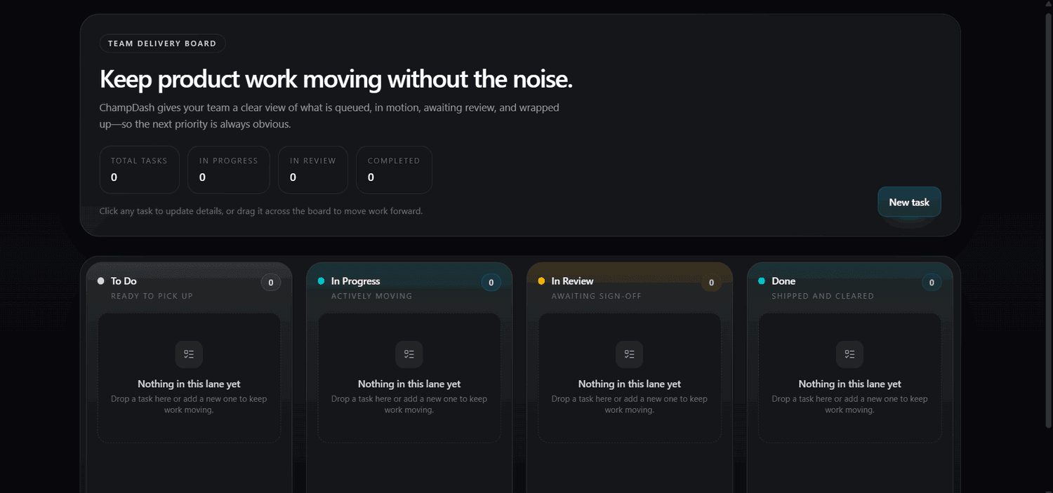 ChampDash dashboard screenshot